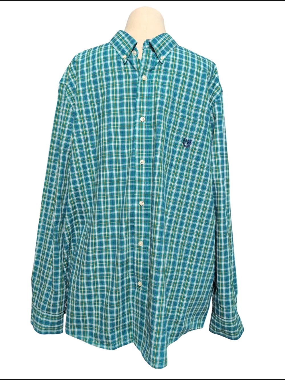 Nwt Chaps Mens Button-Down Shirt Long Sleeve Dress Casual Kent Congo Green XXL